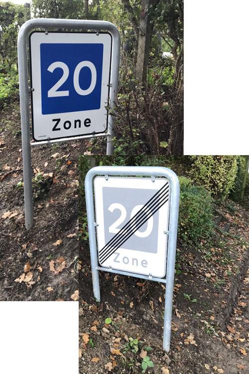 TDJ Skilte - zoneskilt 20 km/t E53 E54 - skilt vejskilt på lav galge oplysningstavle - Trafikgummi.dk TDJ Skilte - zoneskilt 20 km/t E53 E54 - skilt vejskilt på lav galge oplysningstavle - Trafikgummi.dk