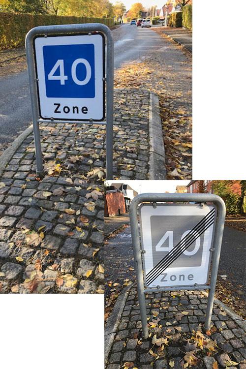 TDJ Skilte - zoneskilt 40 km/t E53 E54 - skilt vejskilt på lav galge oplysningstavle - Trafikgummi.dk TDJ Skilte - zoneskilt 40 km/t E53 E54 - skilt vejskilt på lav galge oplysningstavle - Trafikgummi.dk