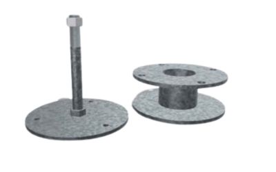 TDJ Standerbeslag skiltebeslag Ø160mm - tilbehør - montering af skilt på helleanlæg - trafikgummi.dk - tegning